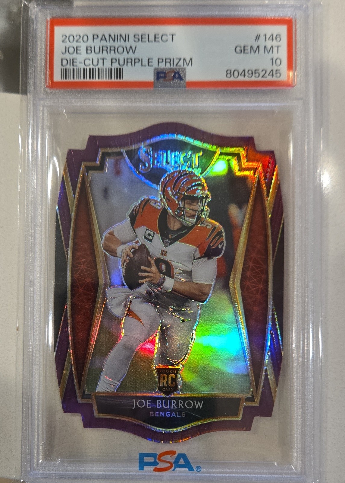 Joe Burrow Panini Select #146 Purple Die Cut