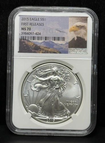 NGC MS70 2015 American Silver Eagle One Dollar Silver Coin -424