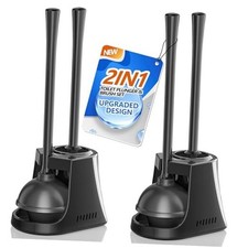 Toilet Plunger and Brush, 2 Pack Bowl Brush and Heavy Duty Toilet Style 2