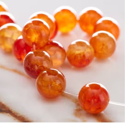Agate Round Beads Orange 8mm by Bead Landing 