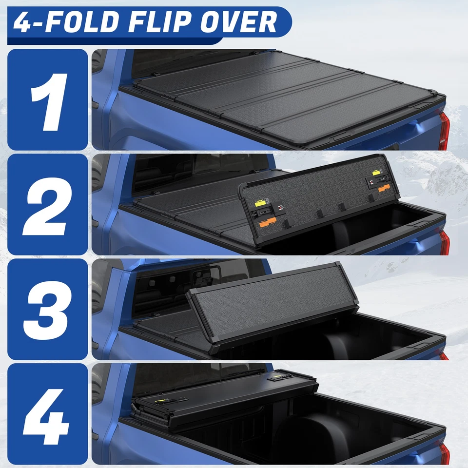 5.8FT Truck Tonneau Cover 4-Fold For 2009-2025 Ram 1500 Waterproof Foto 3 de 4