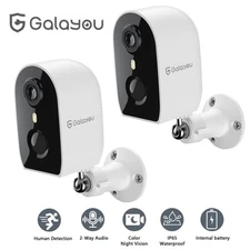 Galayou Battery Powered Security Camera 2K Wireless In/Outdoor WiFi 2 Way Audio