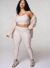 Torrid TRU Performance Jersey Shine Active Bra  Legging Beige Size 2XL NWT