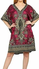Women's Short Kaftan Hippy Boho Maxi Dress Caftan Top Tunic Dress Gown Red Color