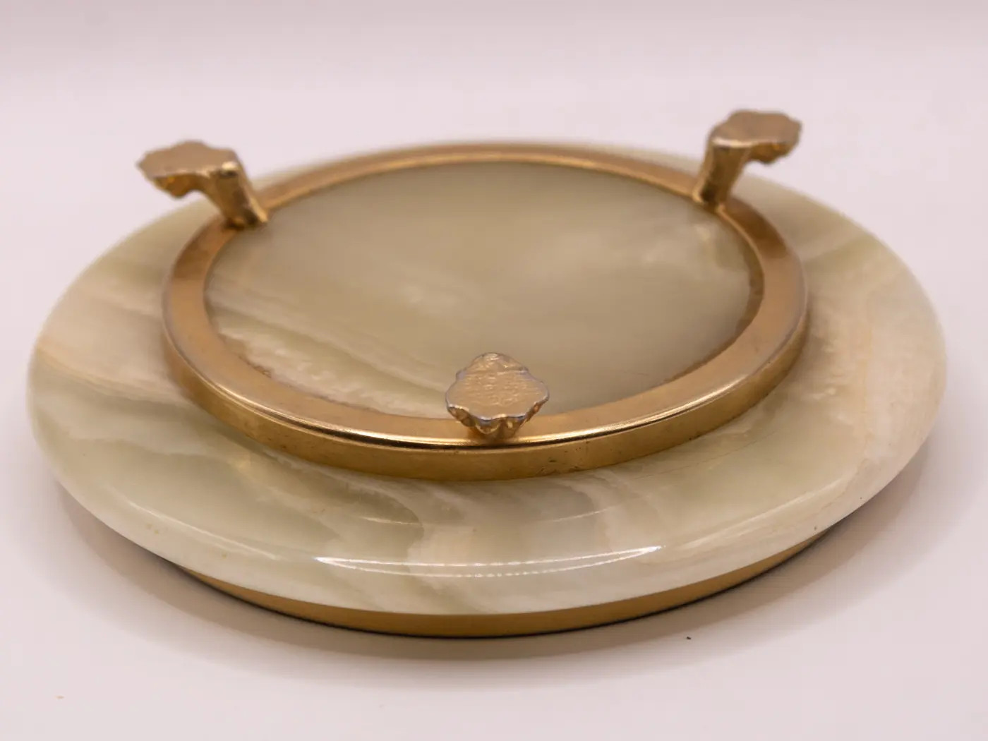 Cendrier en onyx vert véritable et métal, objet de collection de luxe pour salon - 4