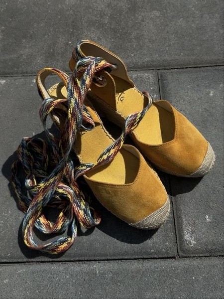 Women Heels Yellow Cotton 36
