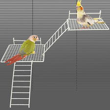 4 PCS Bird Perches Platform, Stainless Steel Grid Platform for Parakeet Parrot S
