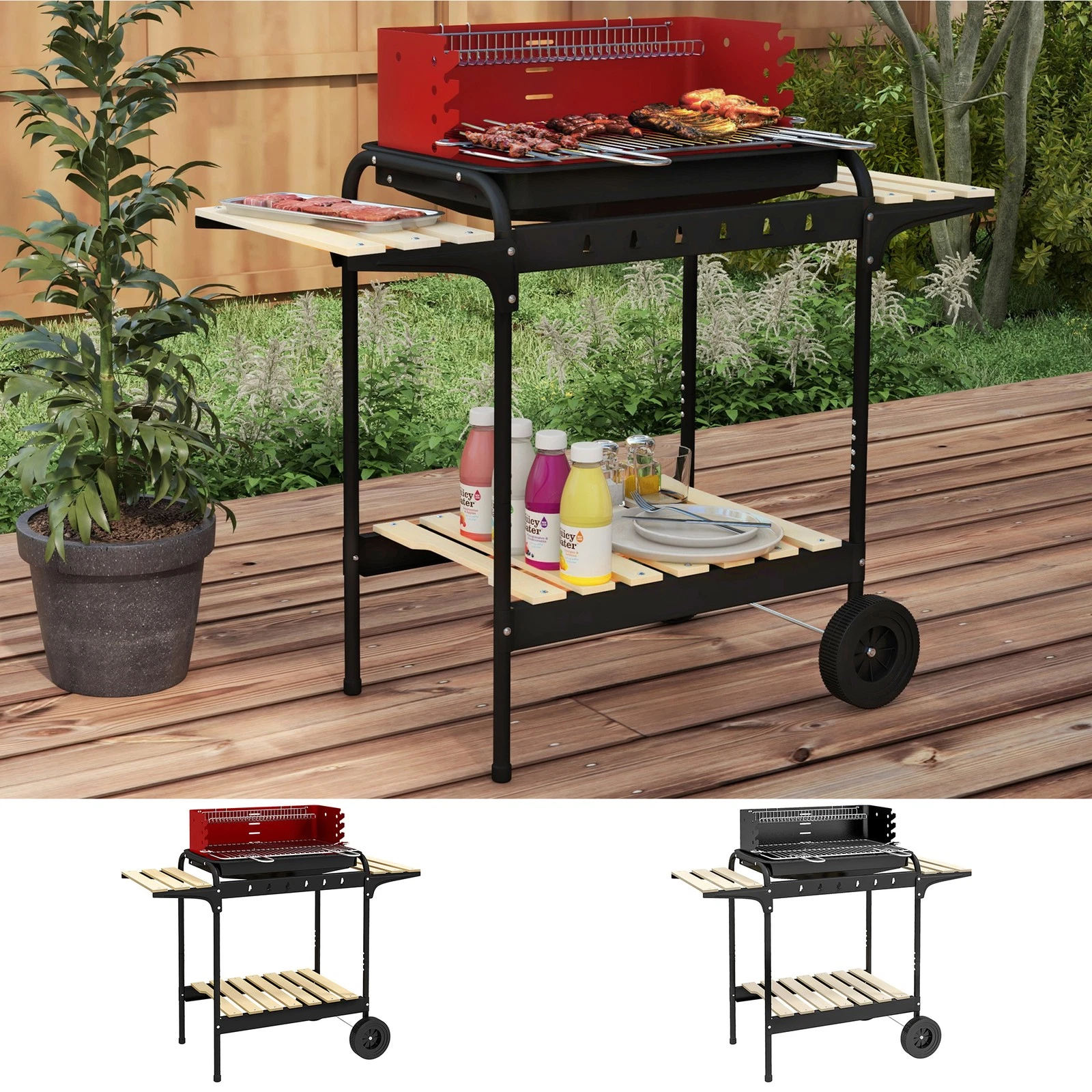 Charcoal Barbecue Grill with Adjustable Grill Height, BBQ Trolley
Opens in a new window or tab