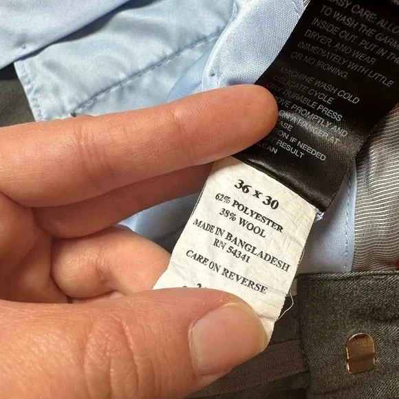 Calça social Louis Raphael extensão oculta mistura de lã poliéster cinza 36x30 - Imagem 3 de 4