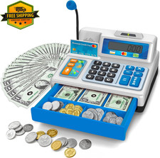 Calculator Cash Register - 103 Pcs Toy Cash Register, Set with Microphone, Cr...