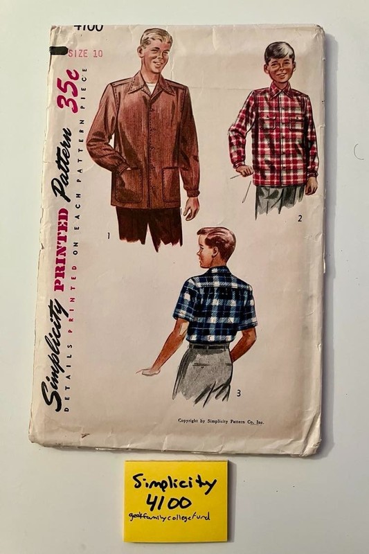 Simplicity 4100 Vintage Boys Shirt Sz 10 Uncut, FF Complete