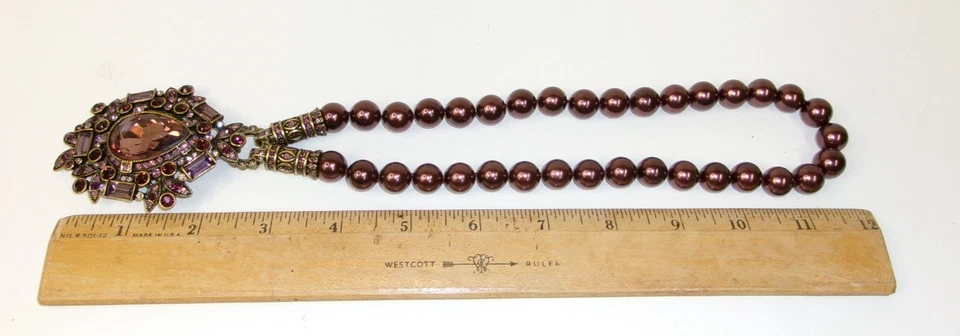 Conjunto de broche e brincos perfurados conversíveis de cristal ametista Heidi Daus - Imagem 4 de 4