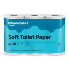 Amazon Basics 2-Ply Soft Toilet Paper, 6 6 Rolls (350 Sheets each), White