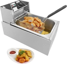 Commercial Deep Fryer, Electric Deep Fryers, 6L Stainless Steel Oil Fryer 1700W