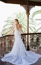 Essense of Australia D3153 Ivory Lace Fit  Flare Wedding Dress -EU size 14