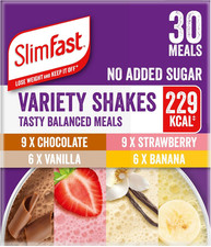 Image of Slimfast Variety Shakes Sachet Assorted Box, Tasty Shakes for Balanced Diet, Cho