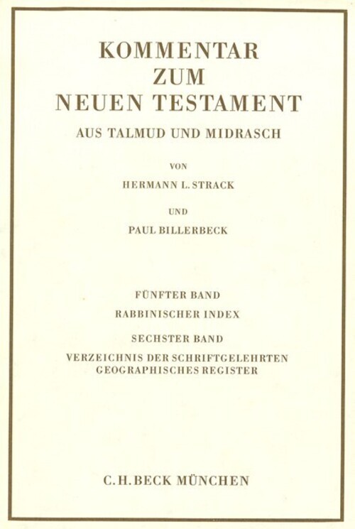 Thumbnail - Hermann L. Strack (u. A.) | Kommentar Zum Neuen Testament Aus Talmud