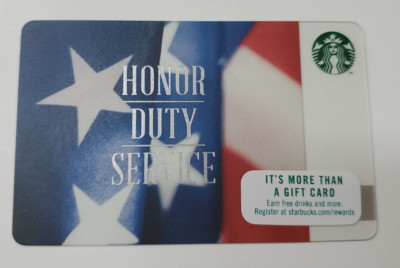 Starbucks gift card 2014 Honor Duty Service #6145
