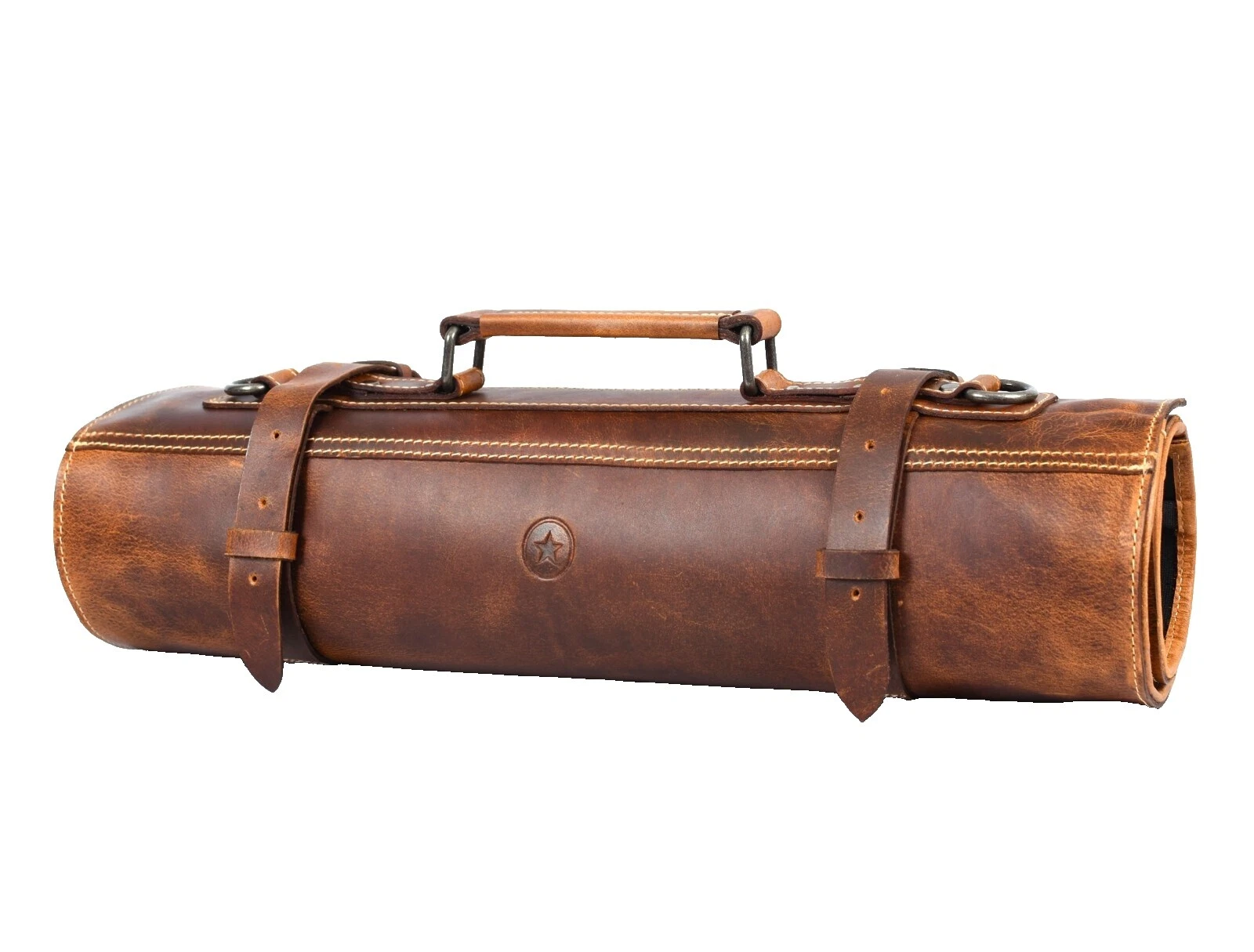 Brown Leather Handle Collectible Folding Knives