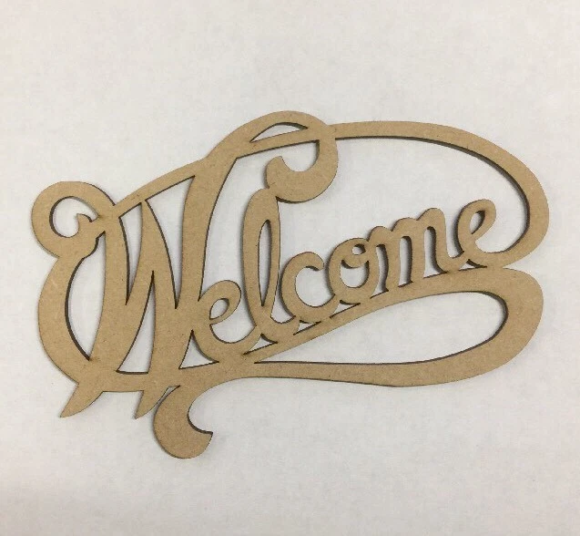 LASERKRIS Pared de madera bienvenida a casa, decoración de puertas corte láser 3, 6 y 9 mm de espesor Mdf