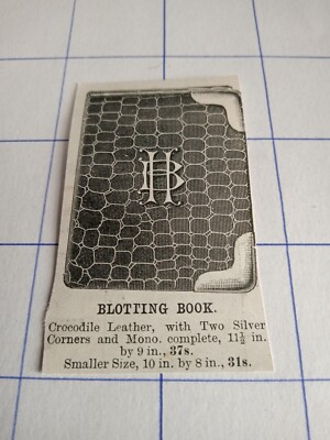 WERBUNG Glanzbuch Krokodilleder um 1900 mit zwei Silberecken und Mono