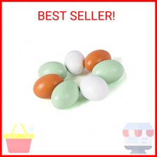 SallyFashion 7 Pcs Wooden Fake Eggs, 3 Colors Wooden Easter Egg Wood Eggs for Cr