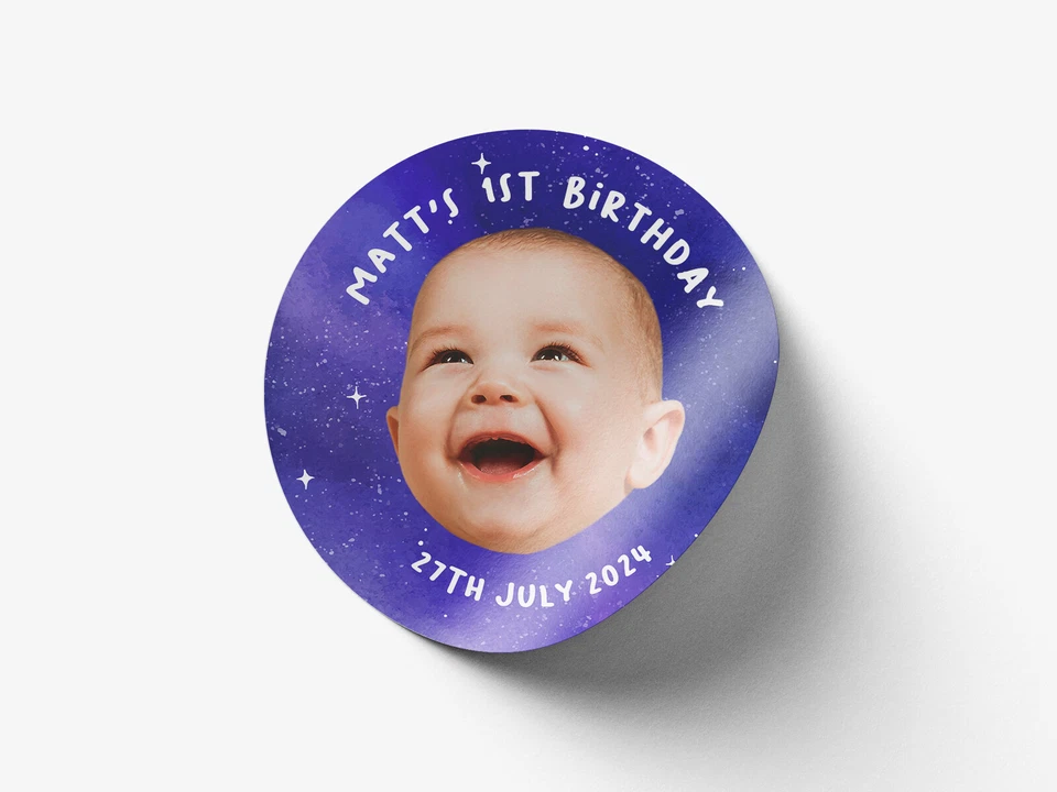 Etiquetas adhesivas redondas personalizadas para foto de cumpleaños, pegatinas personalizadas Foto 2 de 4
