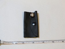 Handmade leather key holder black with black snap  silver tone 2.75" X 1.5"