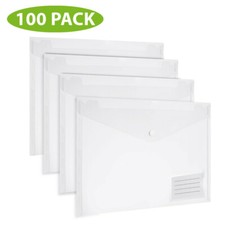 A4 POPPER WALLET CLEAR PLASTIC DOCUMENT FOLDER WITH CARD ID STUD HOLDER FILES