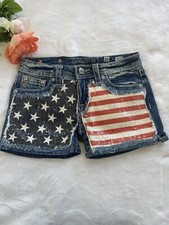 Miss Me Girls Kids American Flag Sequin Shorts Child's Size 16