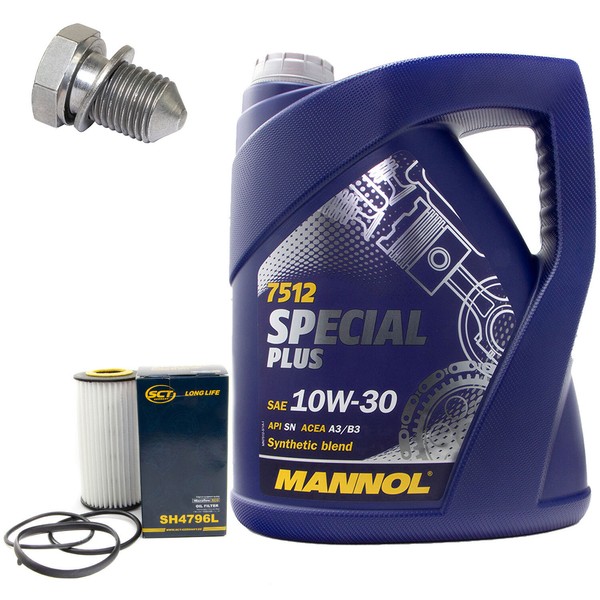 MotoröL Set 10W-30 5 Liter + ÖLfilter SH 4796 L + Schraube FüR Audi A3 A4 VW 2.0-image