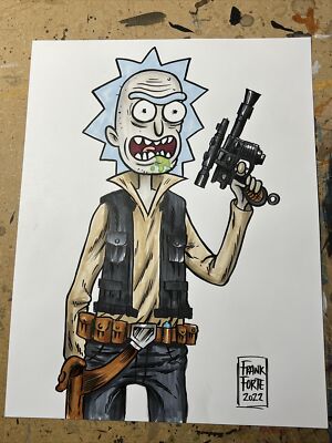 8.5x11 Original Commission Art Full Color Rick & Morty By Frank Forte