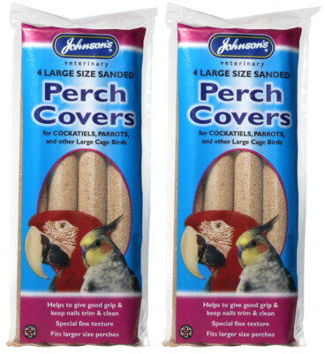 2x Johnsons GROSSE GESCHLIFFENE BARSCHABDECKUNGEN 4ER PACK PAPAGEI NYMPHENSITTICH KÄFIG VOGEL M081 NEU