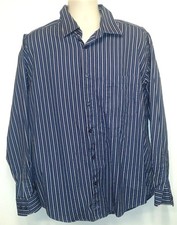 Johnston Murphy Men's Blue Black Striped Dress Shirt - Size XL