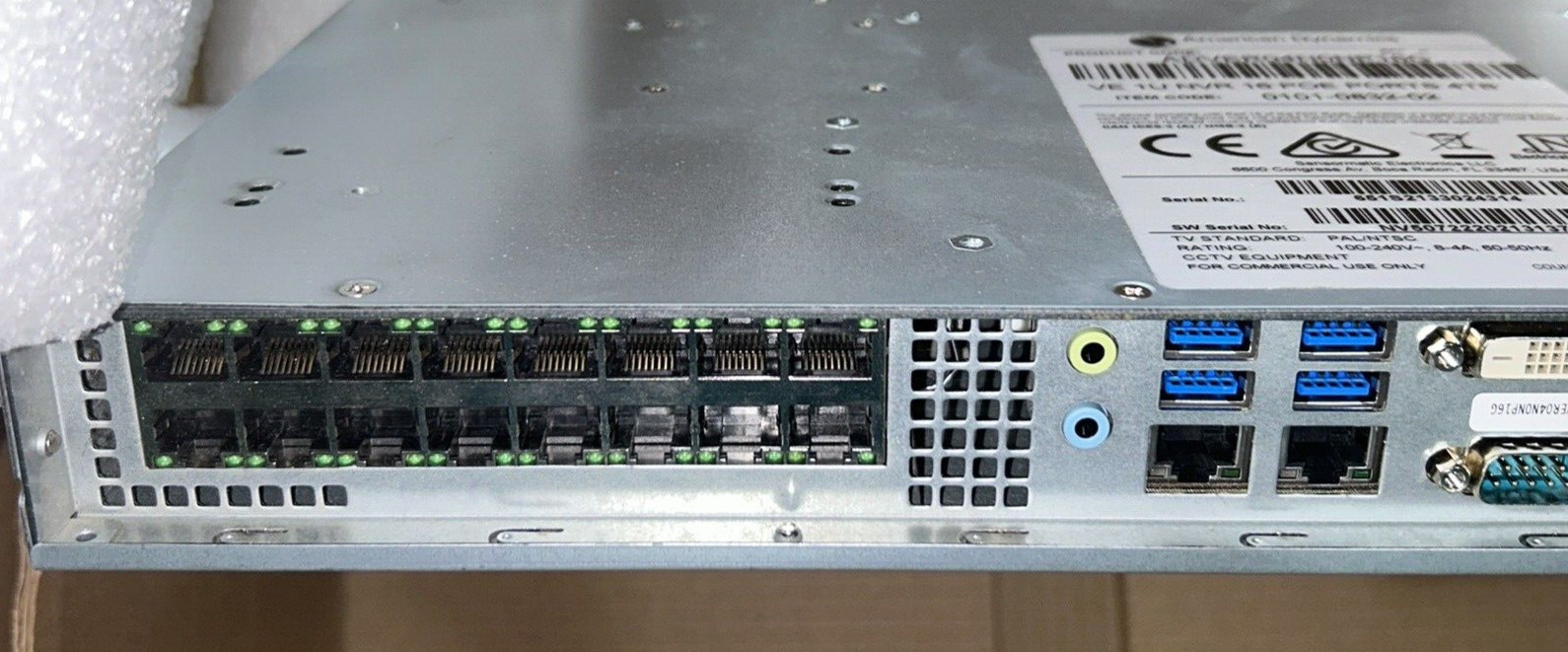 AMERICAN DYNAMICS ADVER04N0NP16G VE 1U NVR 16 POR PORTS NO HDD 0101-0832-02