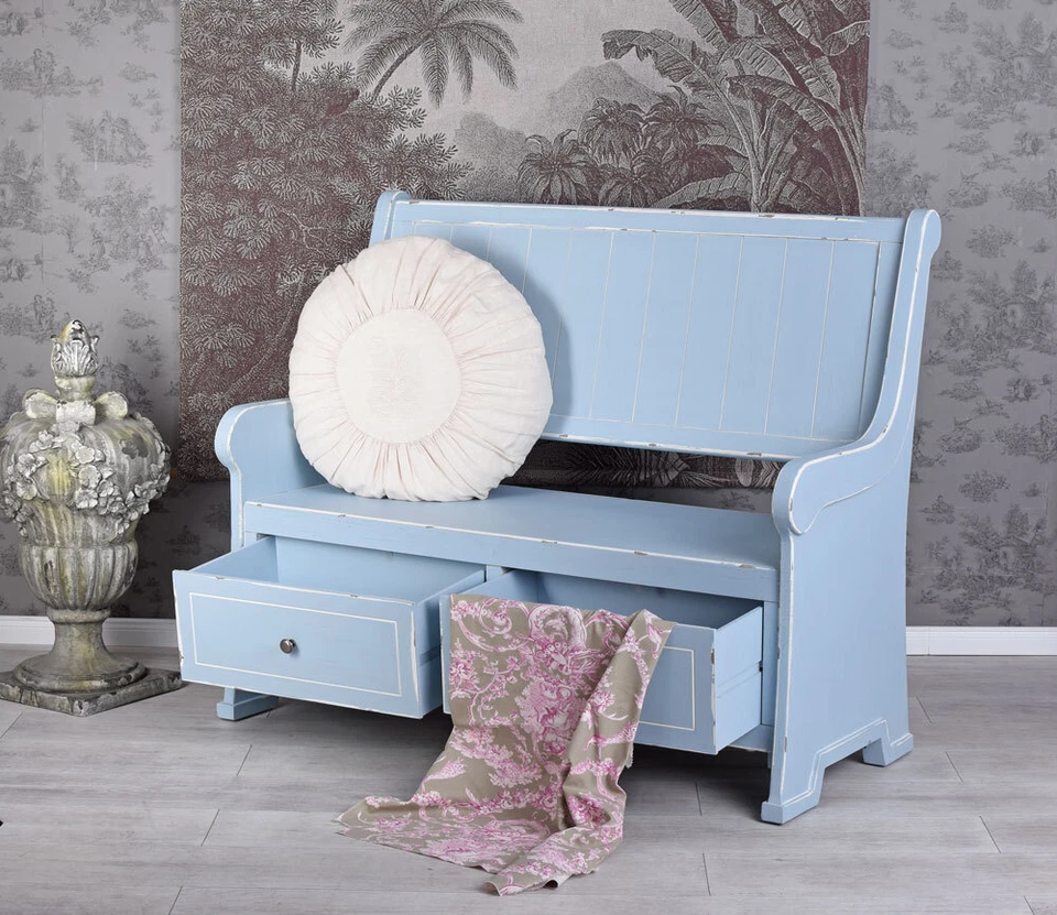 Holzbank Landhausstil Sitzbank Schubladen Küchenbank Truhenbank XXl Friesenbank - Bild 4 von 4