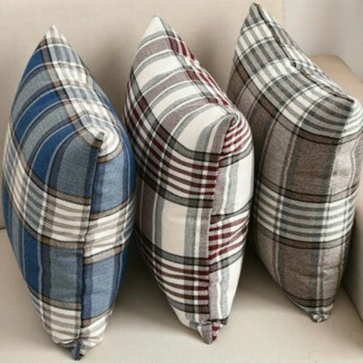 Baumwolle Leinen Plaid Kissen Hülle Kissenbezug Sofa Auto Wohndeko Zip Up - Bild 1 von 4
