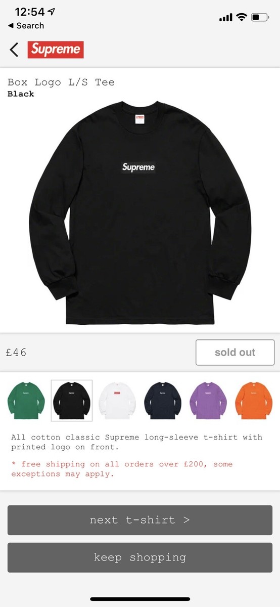 Supreme Box Logo L/S Tee - BLACK - Large | eBay UK
