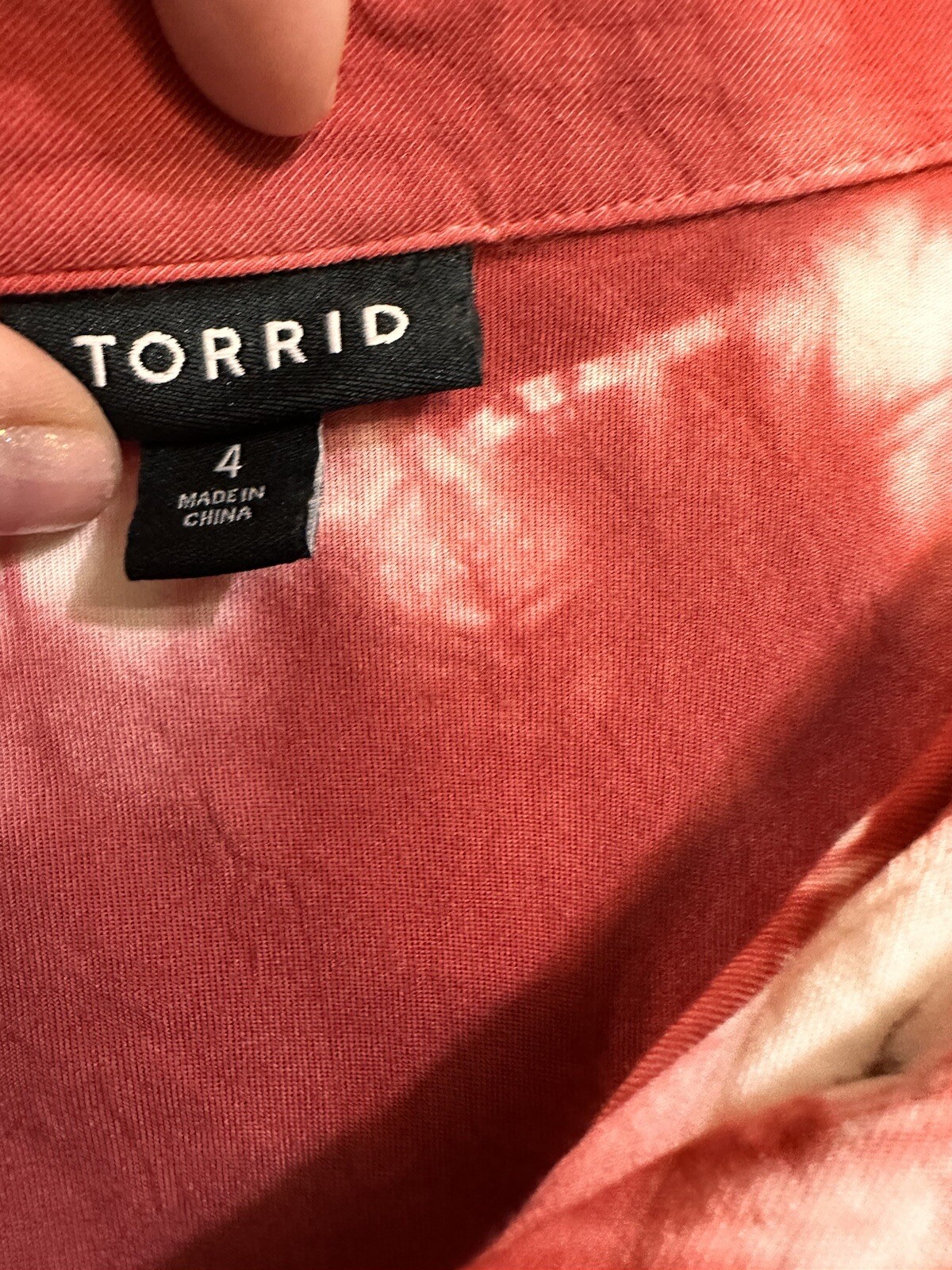 Torrid Red Tie-Dye Button Down Collared Blouse Bo… - image 4