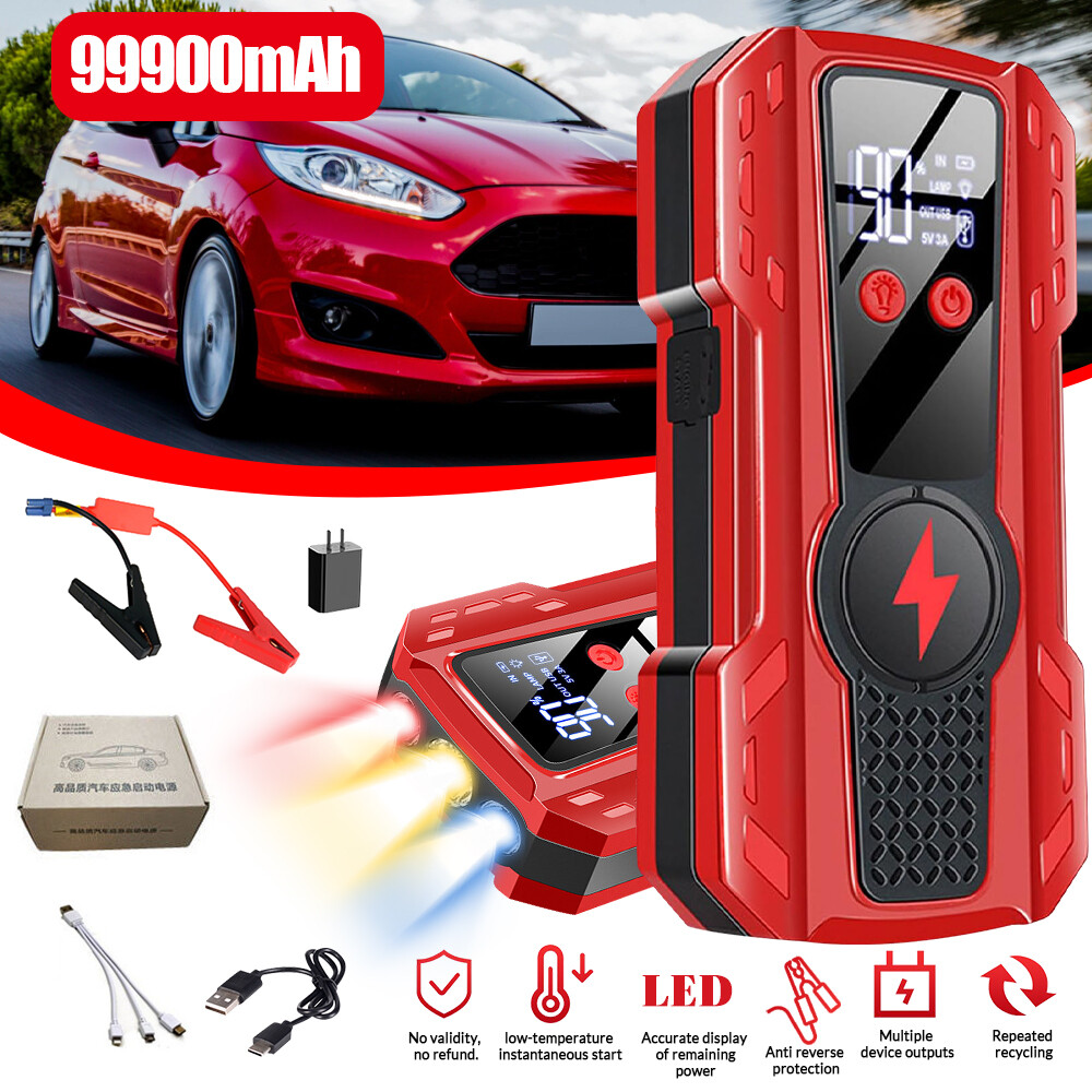 99900mAh Car Jump Starter with 2 USB Ports & Power Bank