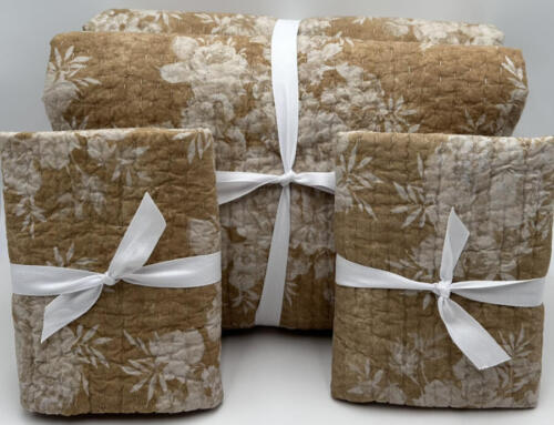 Pottery Barn Juliette Toile Pickstitch FULL / QUEEN Quilt & Shams ~ Harvest Gold