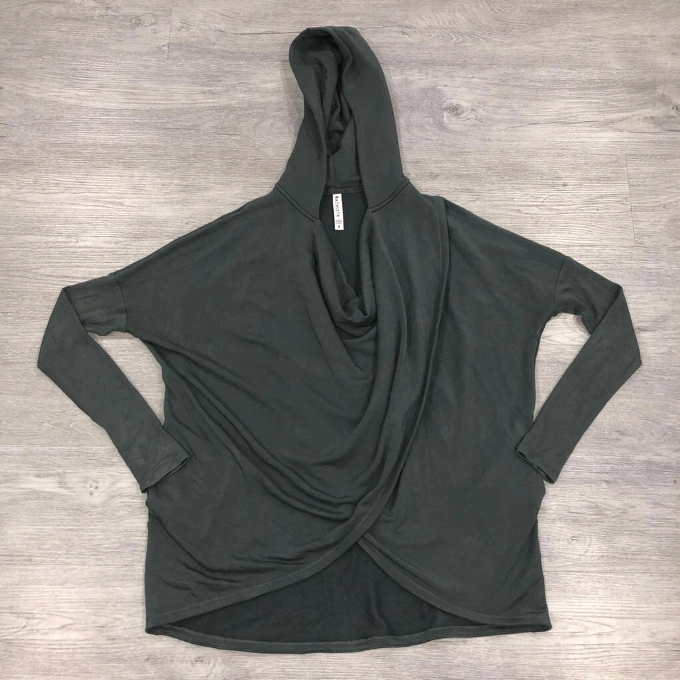 ATHLETA Purana Wrap Womens Medium Gray Green Oversized Sweatshirt Hoodie Flowy - Image 2 of 4