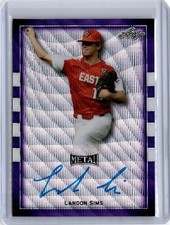 2018 Leaf Perfect Game All American Purple Wave Landon Sims Auto 4/8 (B31)