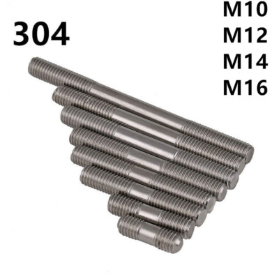 M10 M12 M14 M16 304 Stainless Steel Double End Studs Rods Clamping Type