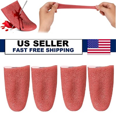 4PCS Realistic Fake Prank Tongue Elastic Halloween Trick Props Horrific Tongues