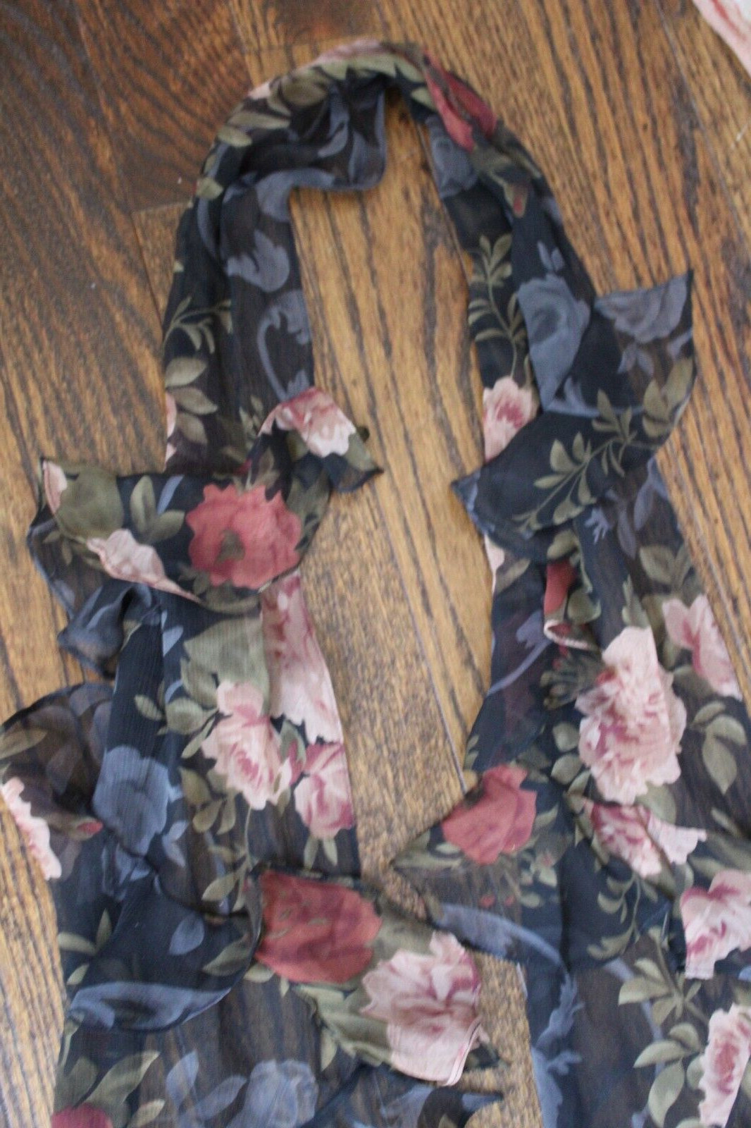 Lightweight Rectangle Ruffled Accent Scarf Black … - image 4
