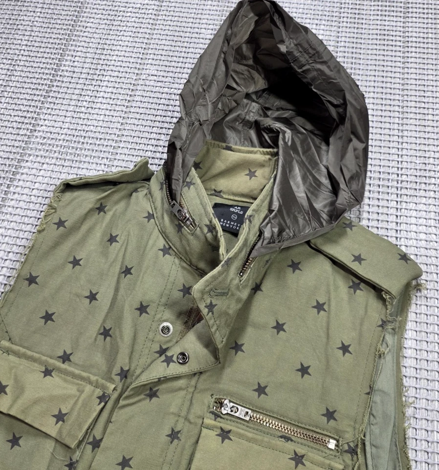 Chaqueta AR ALOHA RAG Militar Cremallera Snap X0 Verde Sin Mangas Estrella Todo Japón Foto 3 de 4