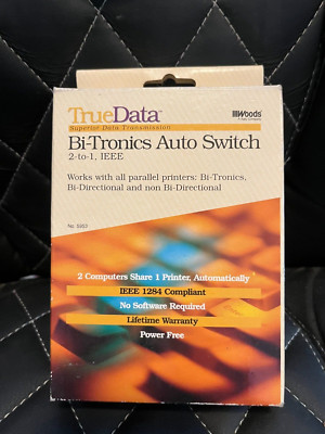 TrueData Bi-Tronics Auto Switch IEEE1284 Parellel Port 2 to 1 Adapter