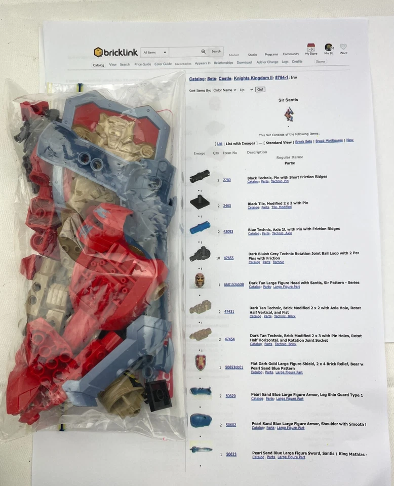 LEGO 8794 Knights Kingdom II SIR KENTIS with Parts List 2005 100% COMPLETE - Image 2 of 2