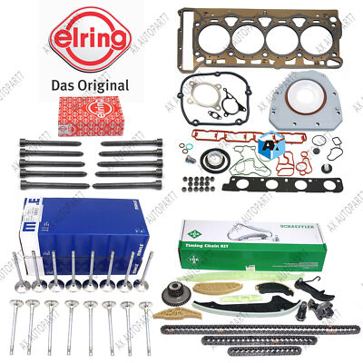 Timing Chain Head Gasket Set Intake Exhaust Valves Kit For Audi VW Jetta 2.0 TSI